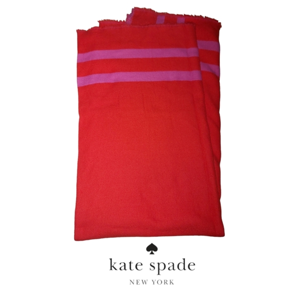 Kate Spade Orange/Pink Fringe Throw - Picture 1 of 6